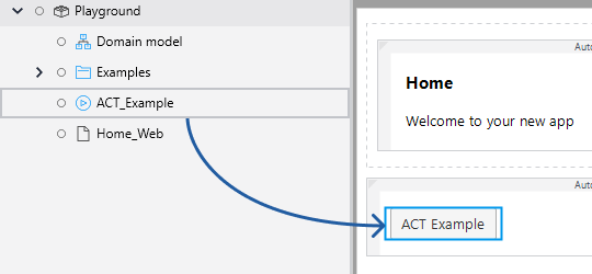 Drag a microflow into a page to insert a button