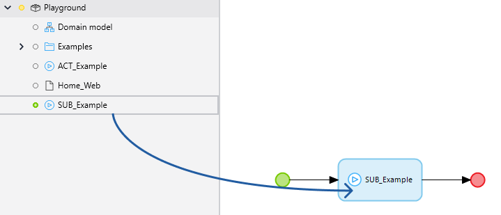 Drag a microflow into a microflow to insert or replace a microflow call action