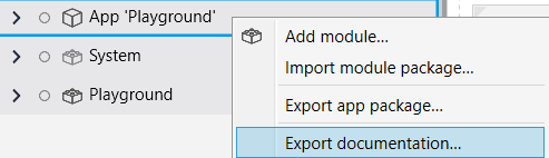 Export documentation to generate a documentation html page of your app